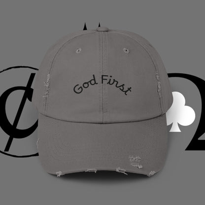 God First Distressed Dad Hat