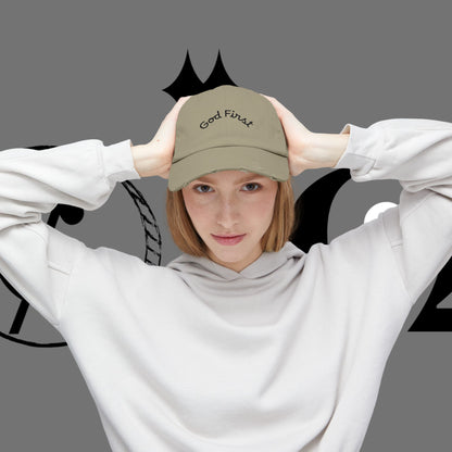 God First Distressed Dad Hat