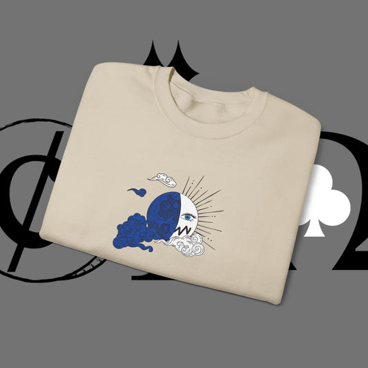 Ocean Wave Crewneck Sweatshirt — Minimal Blue Surf Graphic