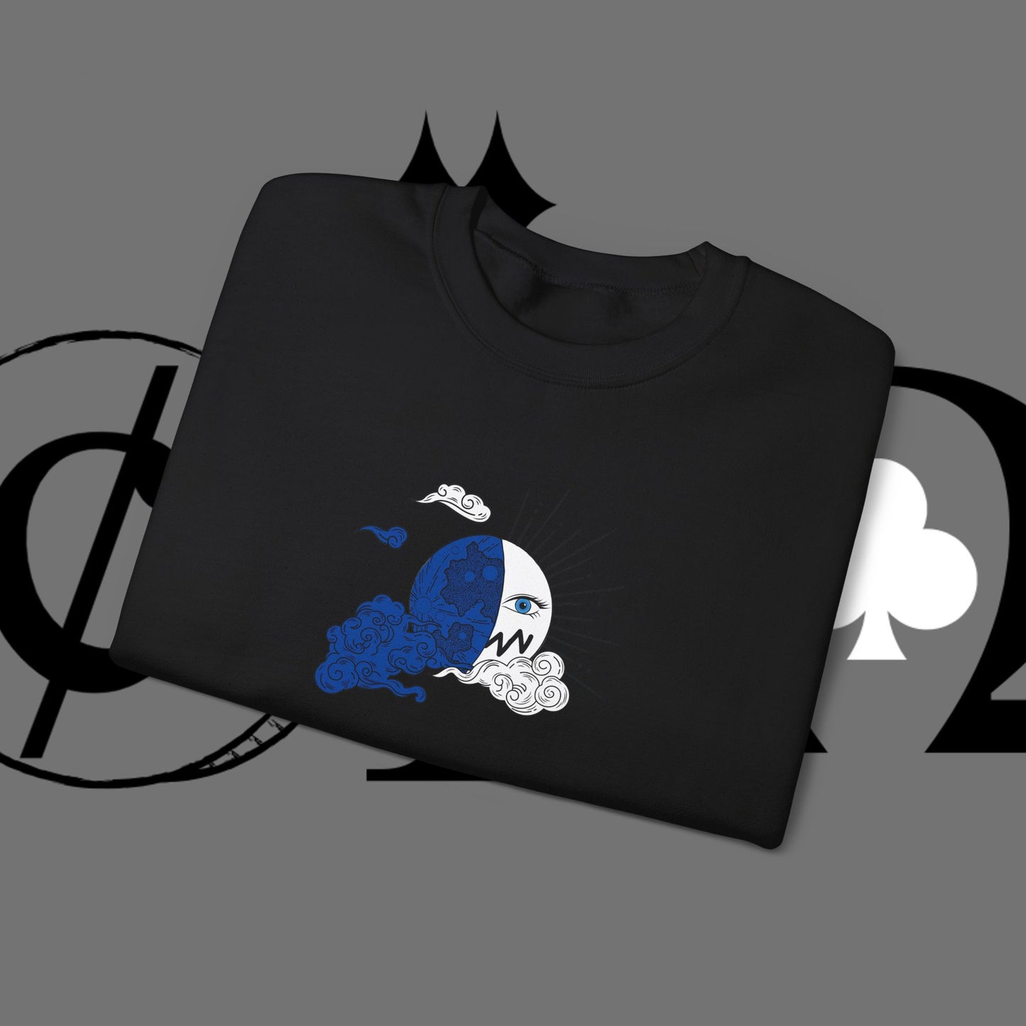 Ocean Wave Crewneck Sweatshirt — Minimal Blue Surf Graphic