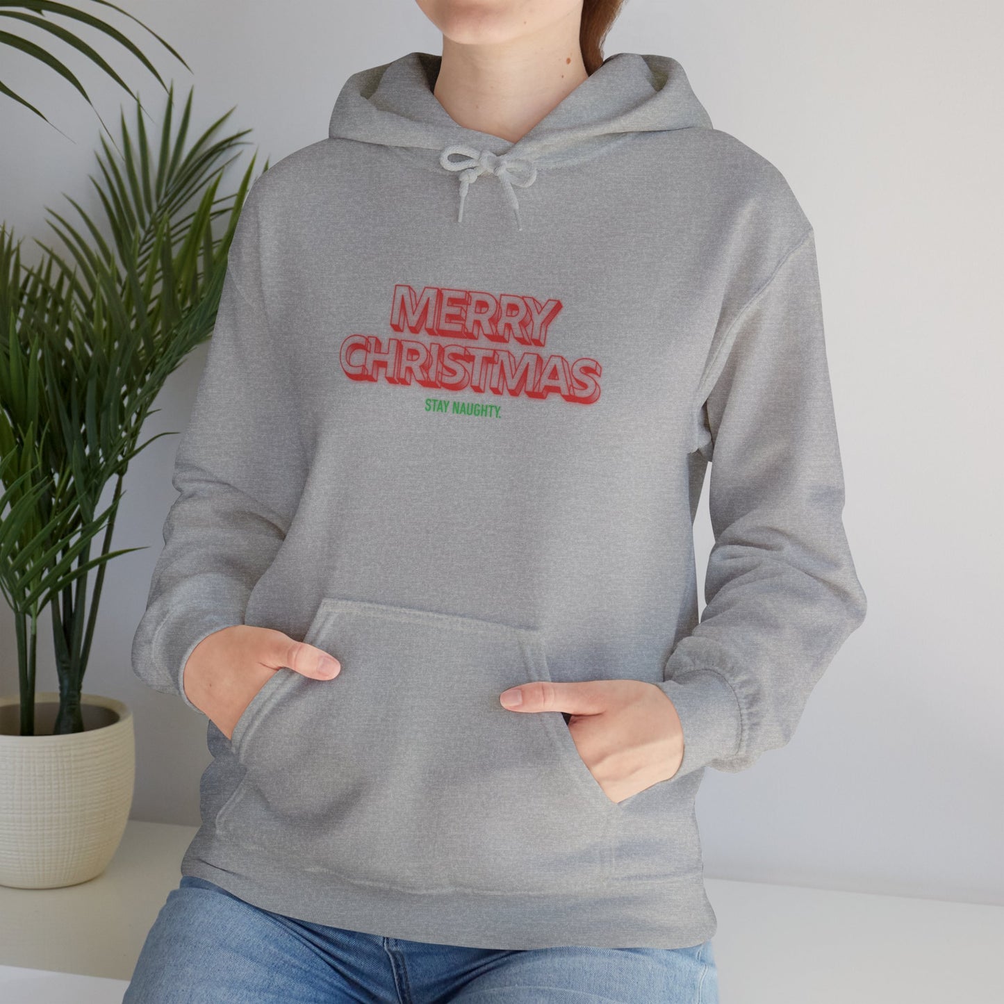 Christmas Hoodie — 'Merry Christmas' Front & 'Naughty is the New Nice' Back Holiday Hoodie