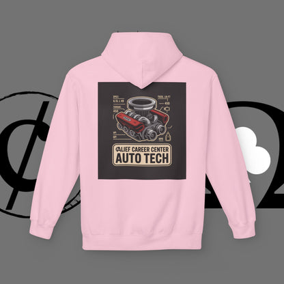 Auto Tech Hoodie — Red Car & Engine Diagram Graphic