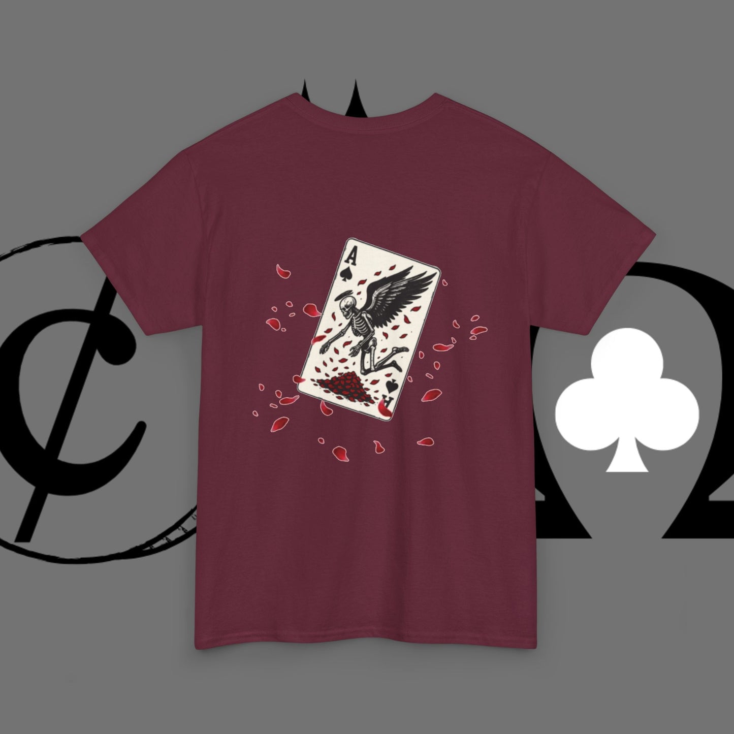 Ace of Crows T‑Shirt — Gothic Playing Card Tee with Raven & Blood Drop Design