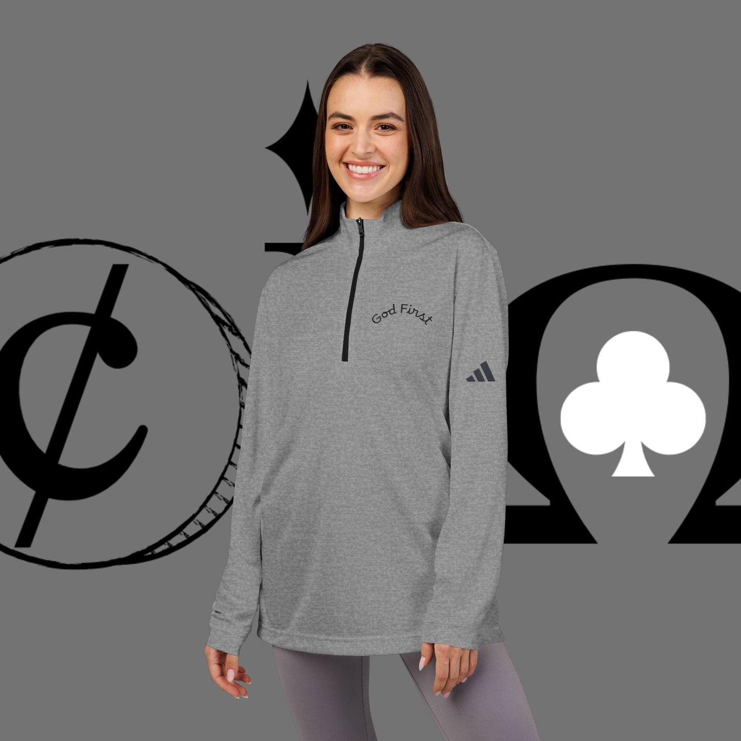 Embroidered 'Good Friend' adidas Quarter-Zip Pullover