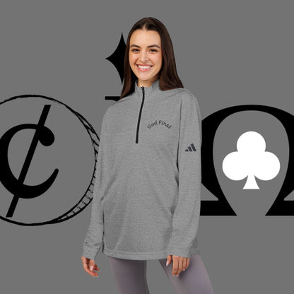 Embroidered 'Good Friend' adidas Quarter-Zip Pullover