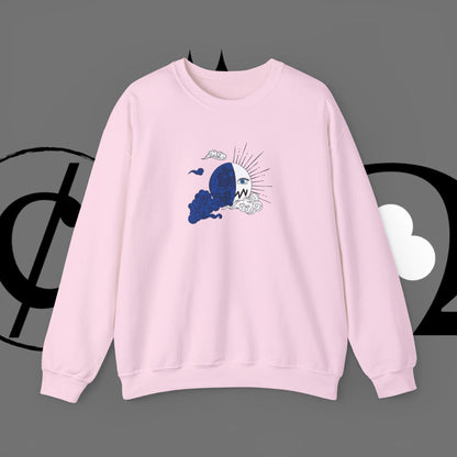 Ocean Wave Crewneck Sweatshirt — Minimal Blue Surf Graphic