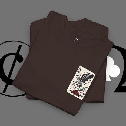 Ace of Crows T‑Shirt — Gothic Playing Card Tee with Raven & Blood Drop Design