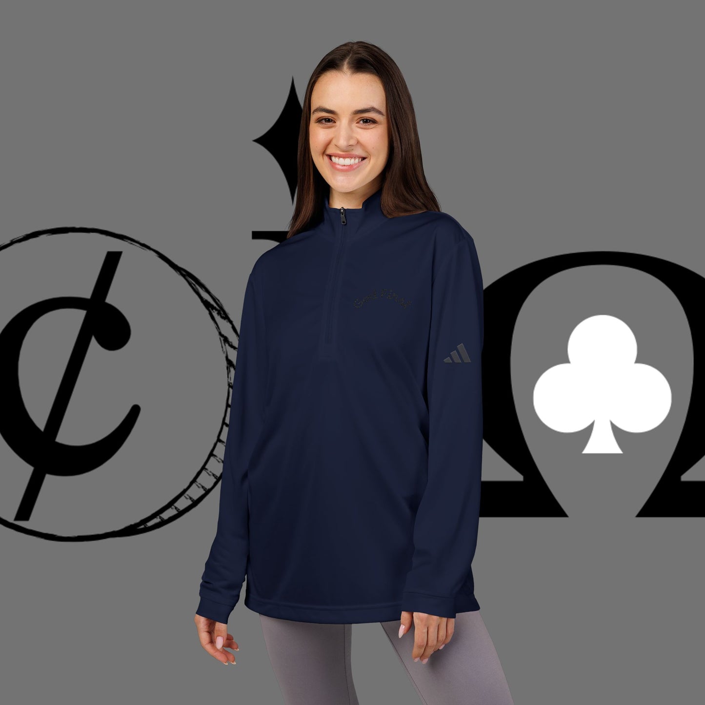 Embroidered 'Good Friend' adidas Quarter-Zip Pullover