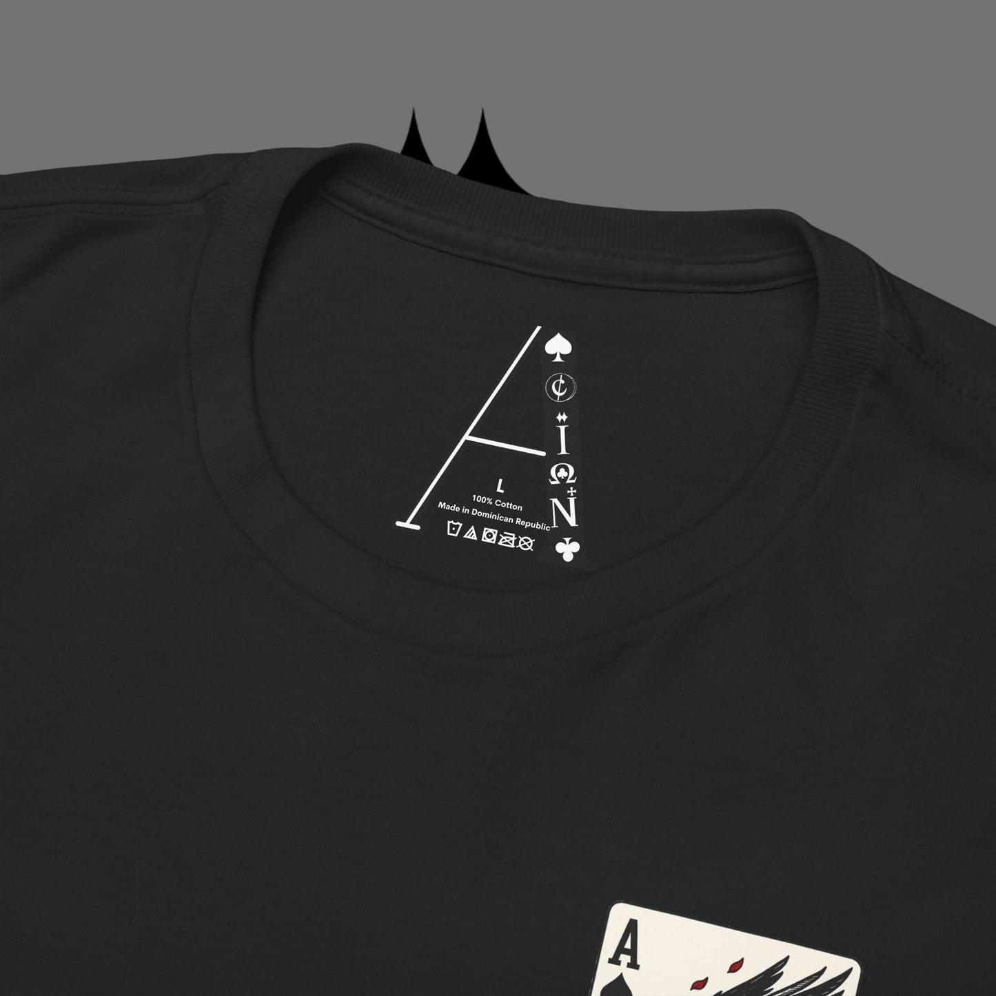 Ace of Crows T‑Shirt — Gothic Playing Card Tee with Raven & Blood Drop Design