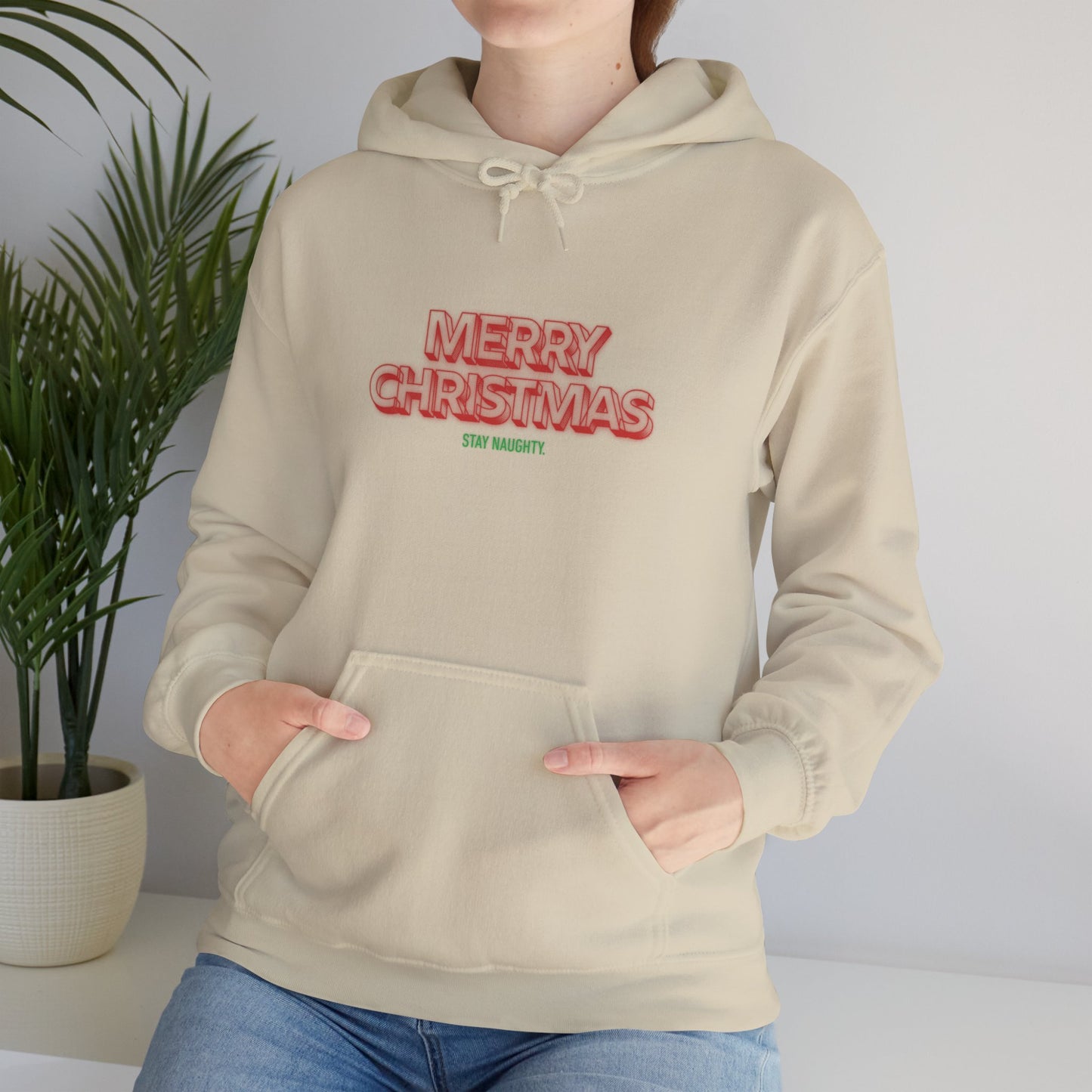 Christmas Hoodie — 'Merry Christmas' Front & 'Naughty is the New Nice' Back Holiday Hoodie