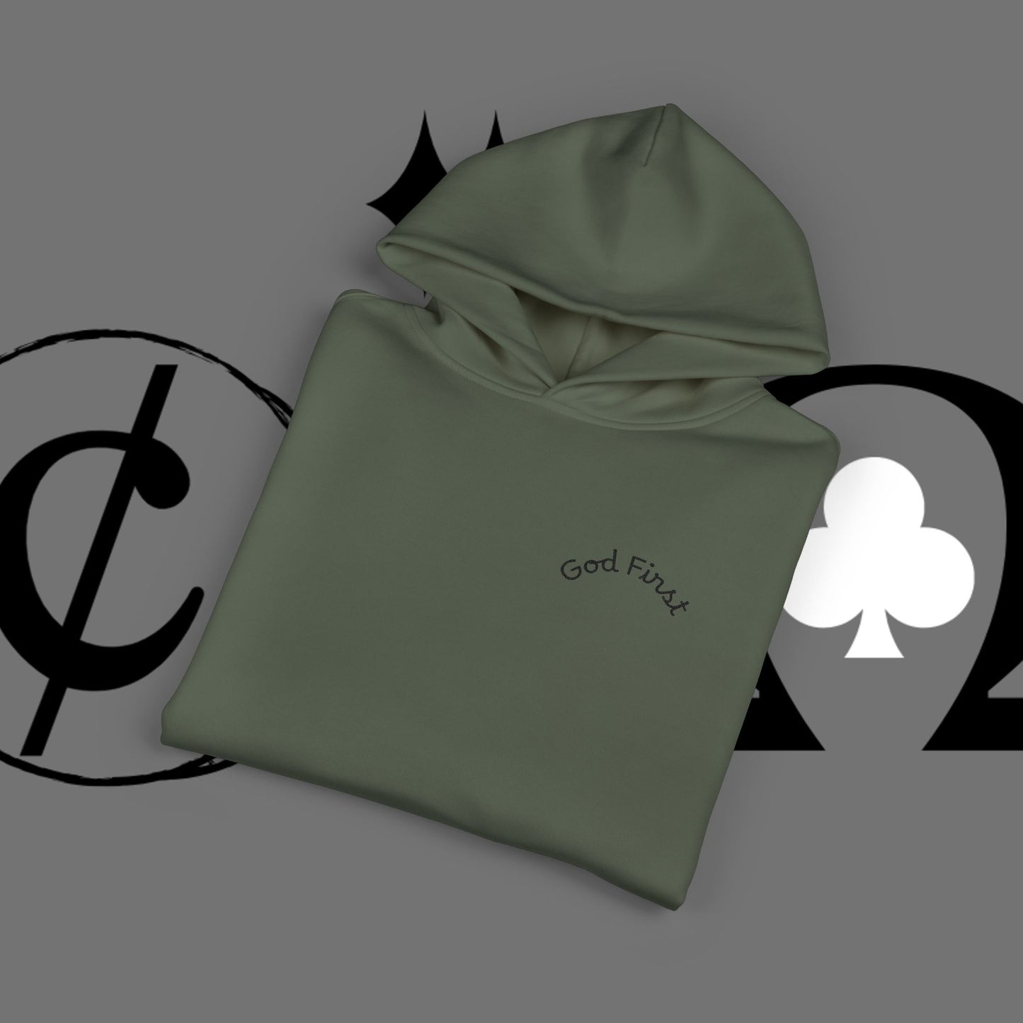 Diamond Floral Hoodie — Minimal White Relaxed Hoodie with Black Floral Emblem