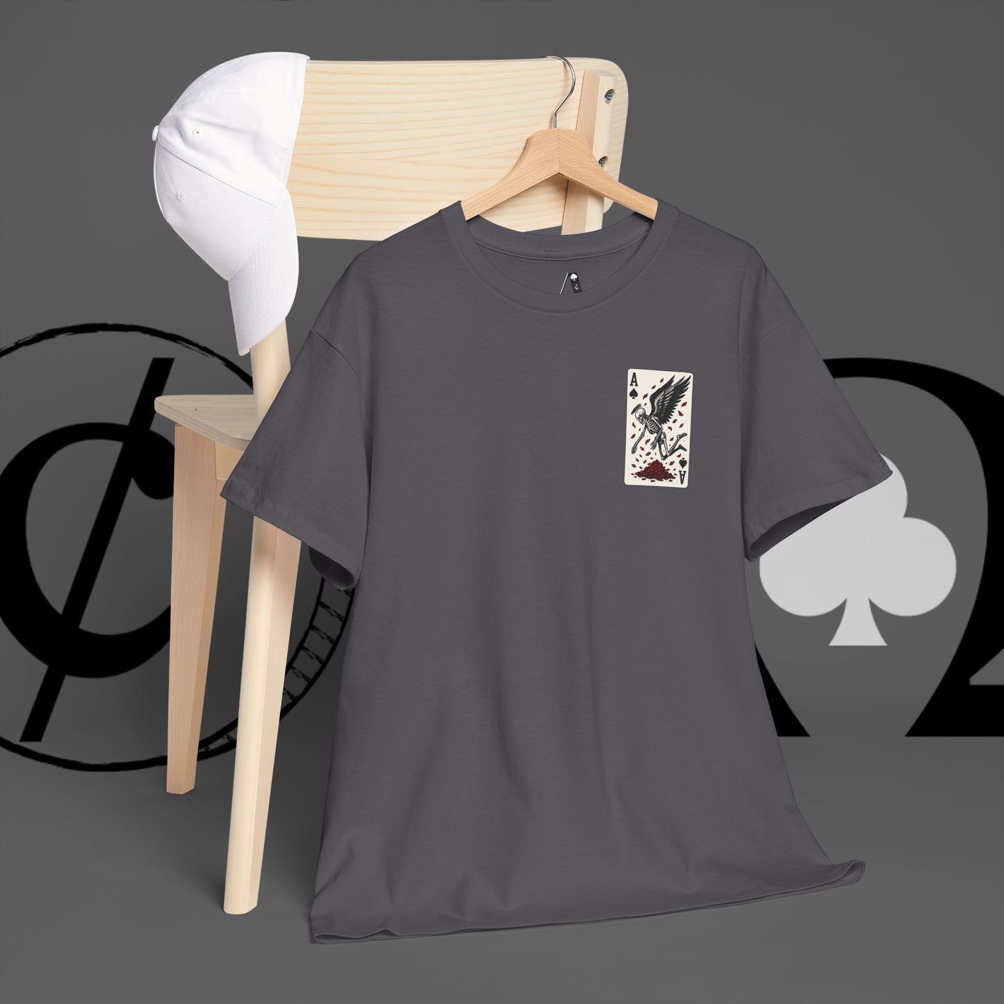 Ace of Crows T‑Shirt — Gothic Playing Card Tee with Raven & Blood Drop Design