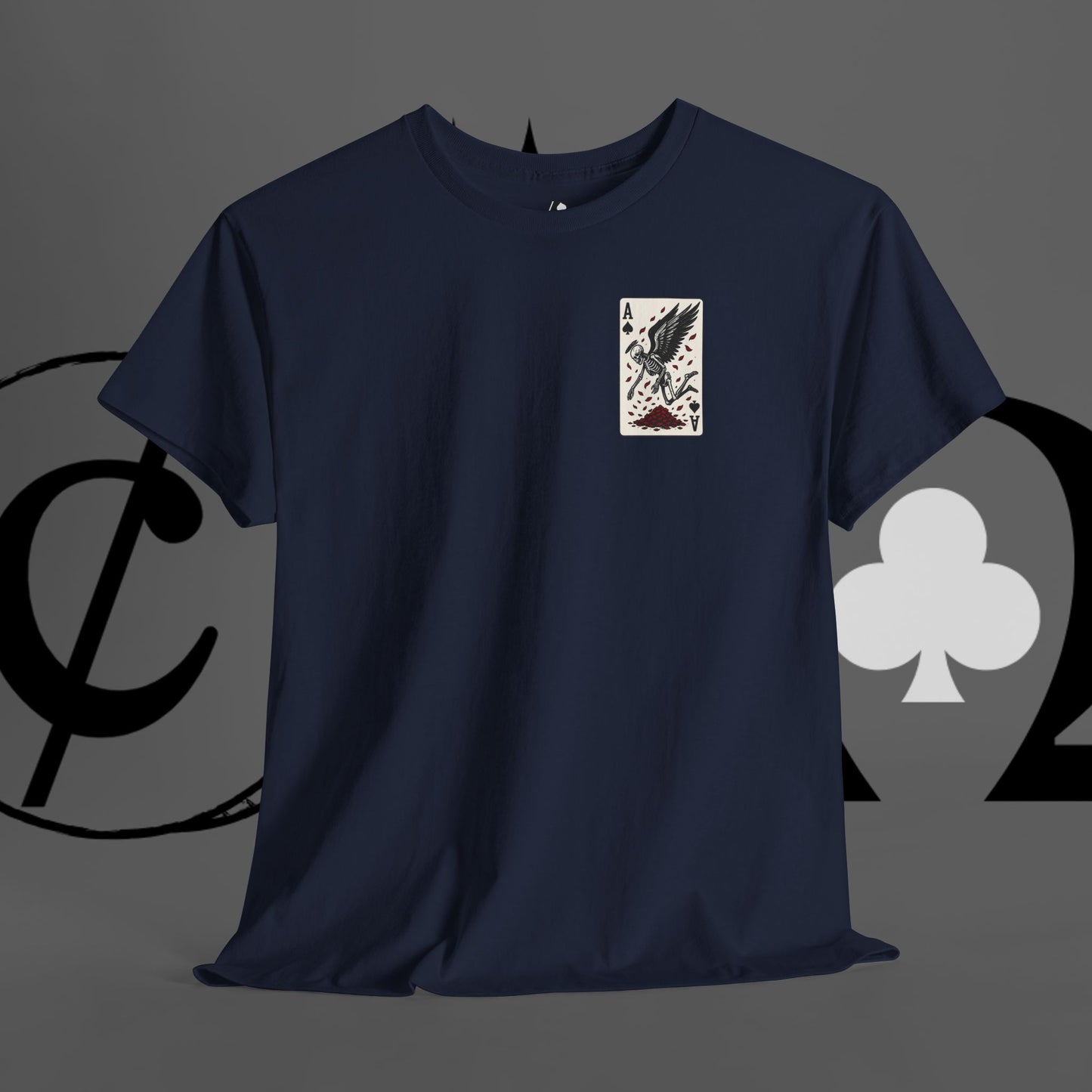 Ace of Crows T‑Shirt — Gothic Playing Card Tee with Raven & Blood Drop Design