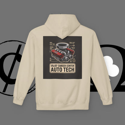 Auto Tech Hoodie — Red Car & Engine Diagram Graphic