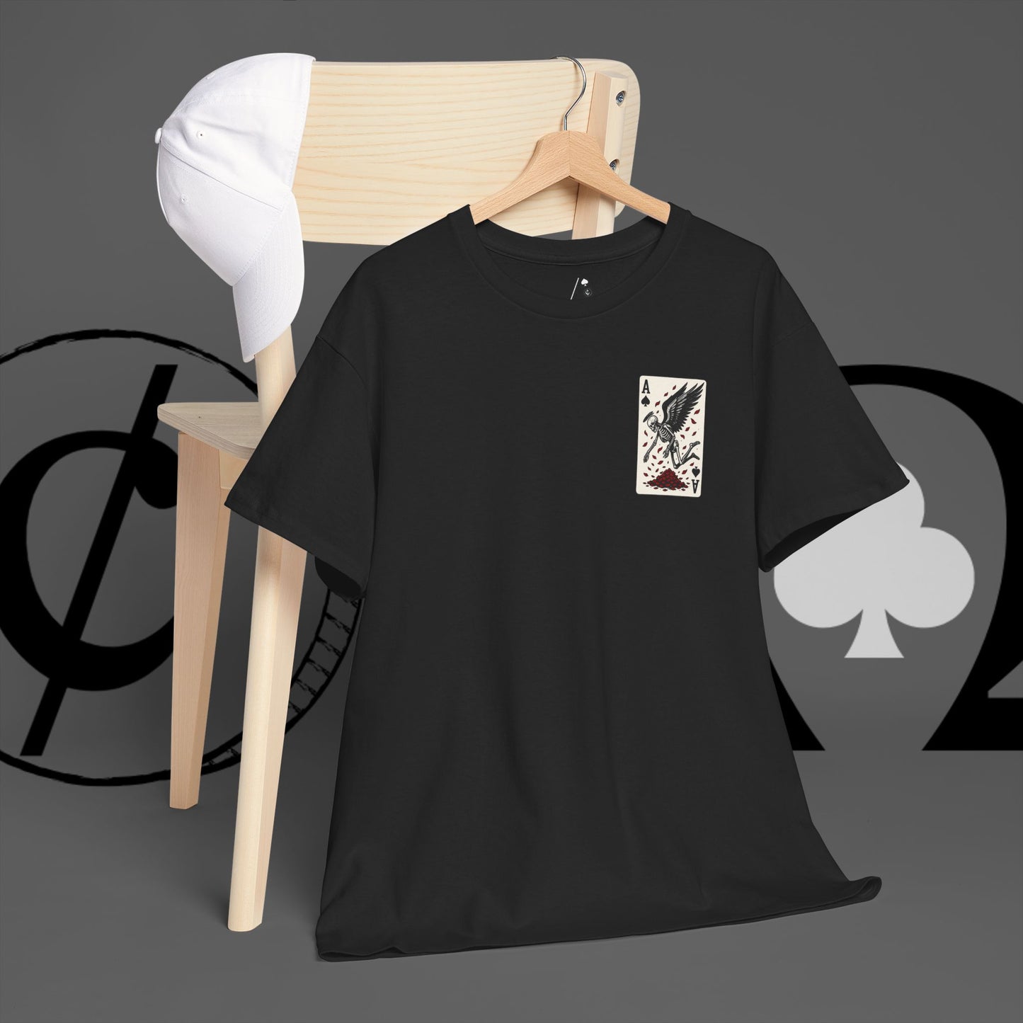 Ace of Crows T‑Shirt — Gothic Playing Card Tee with Raven & Blood Drop Design