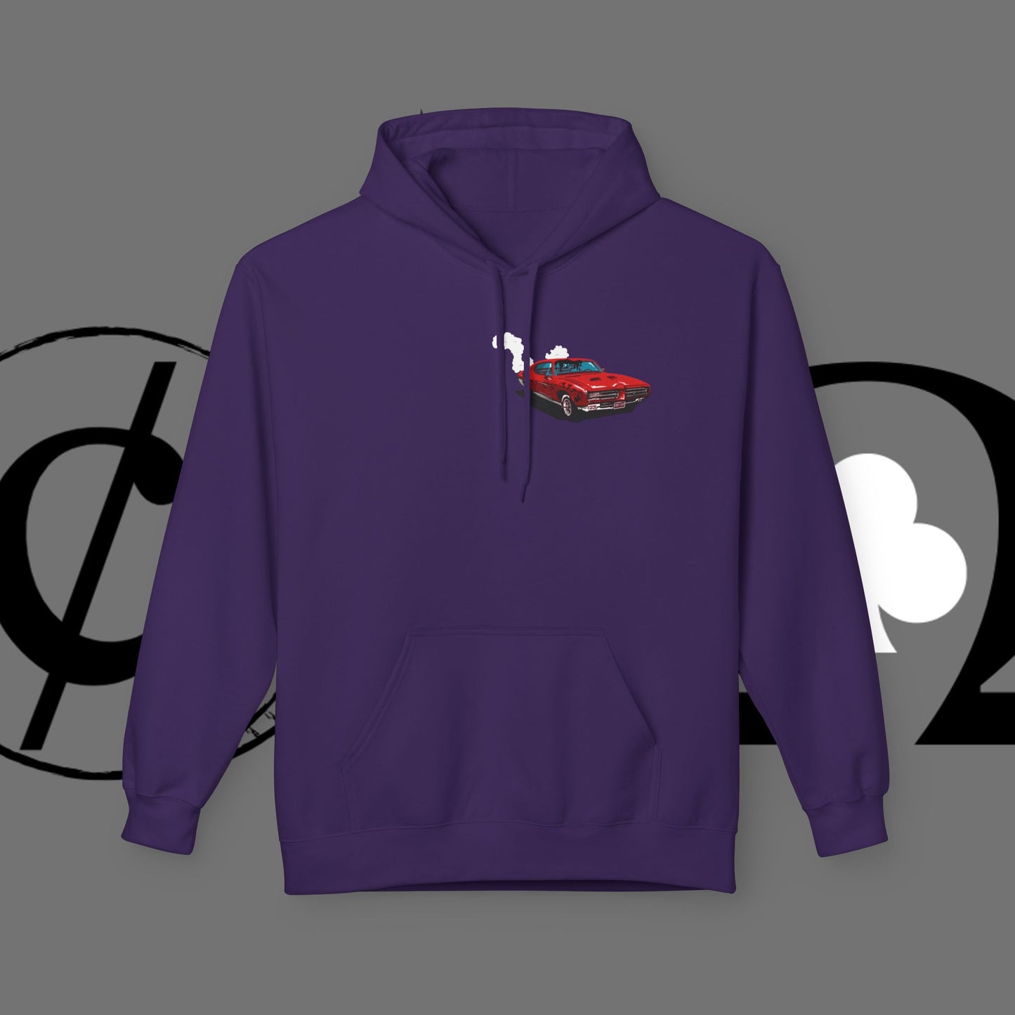 Auto Tech Hoodie — Red Car & Engine Diagram Graphic