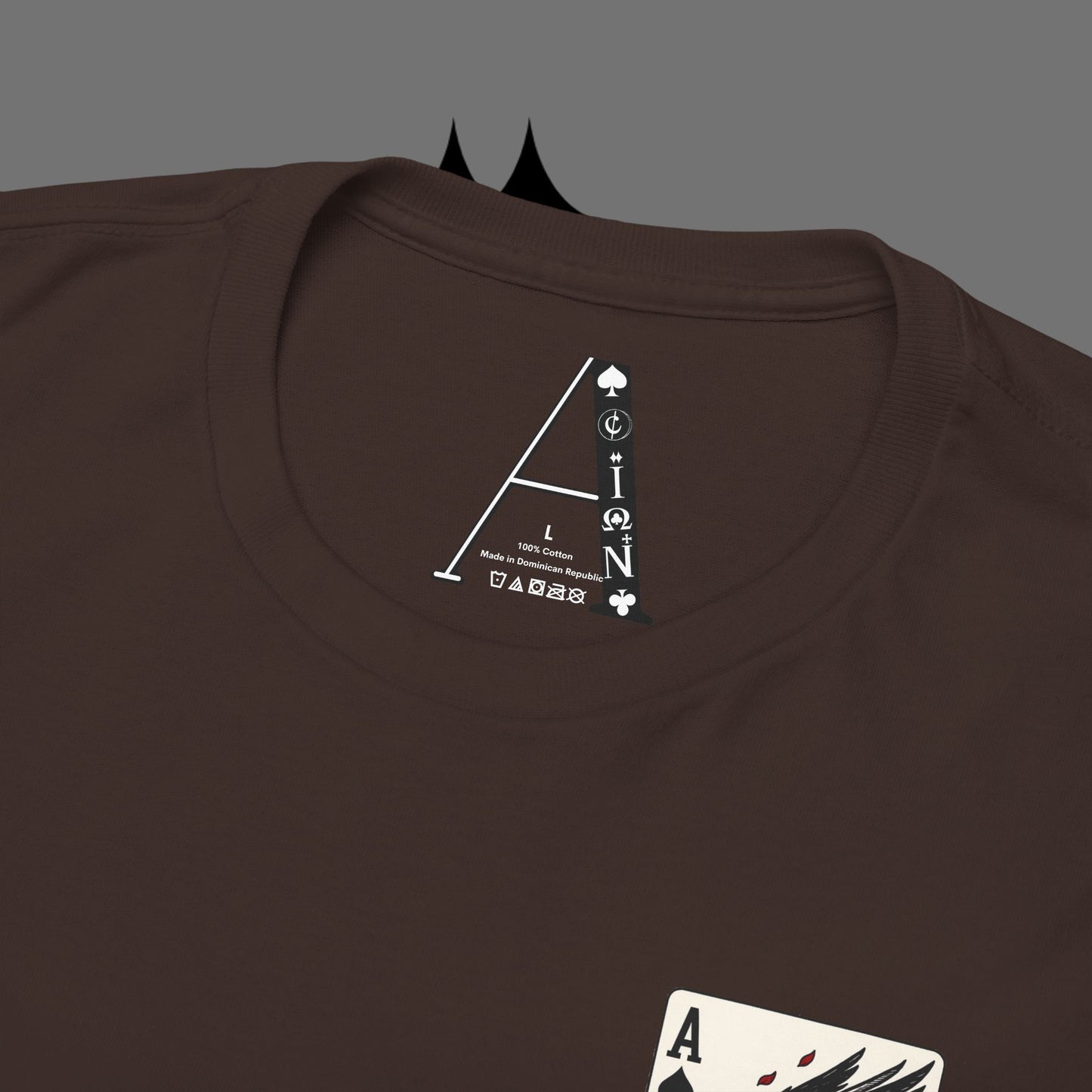 Ace of Crows T‑Shirt — Gothic Playing Card Tee with Raven & Blood Drop Design