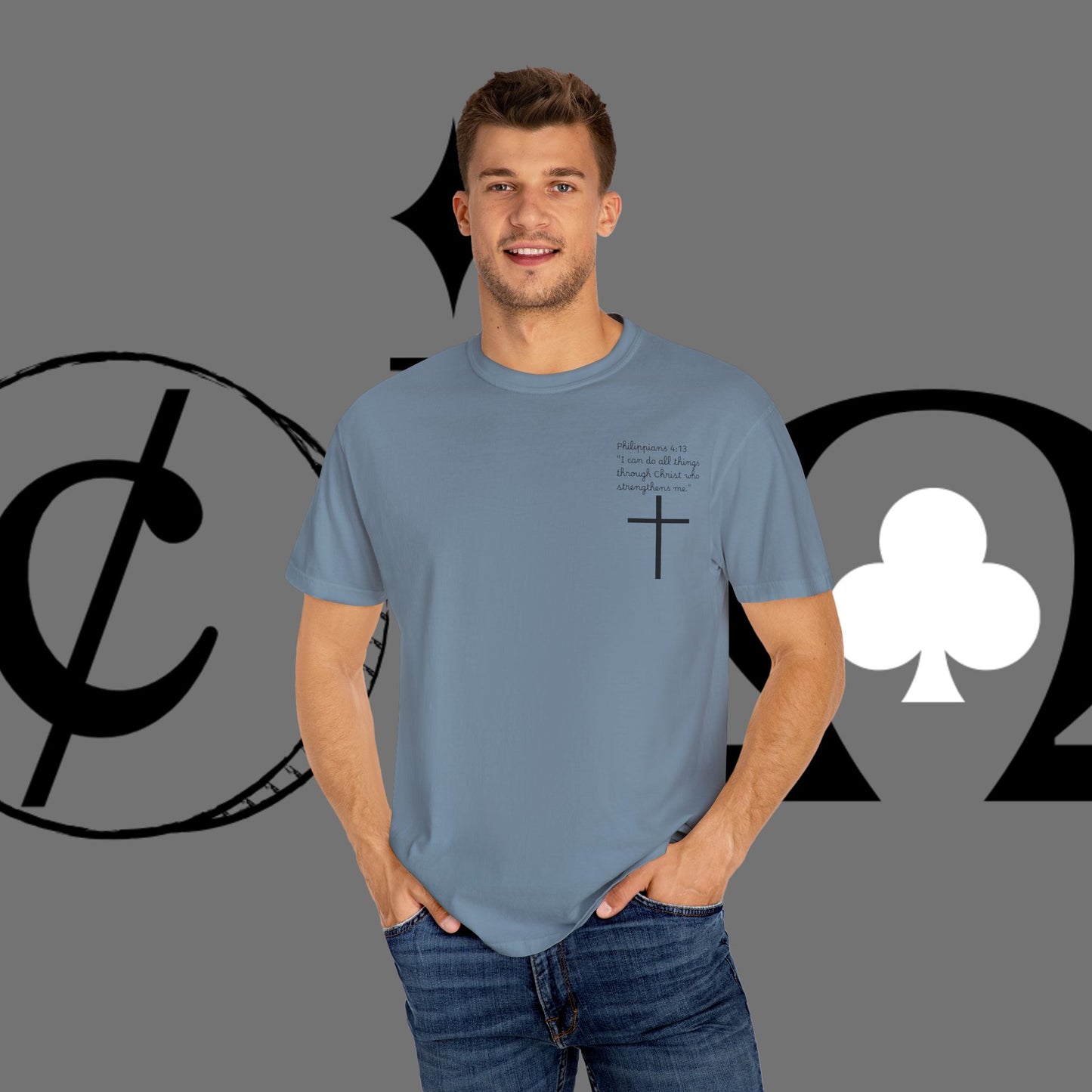 God First Cross T-Shirt — Faith-Based Christian Tee ("God First" Back Print)