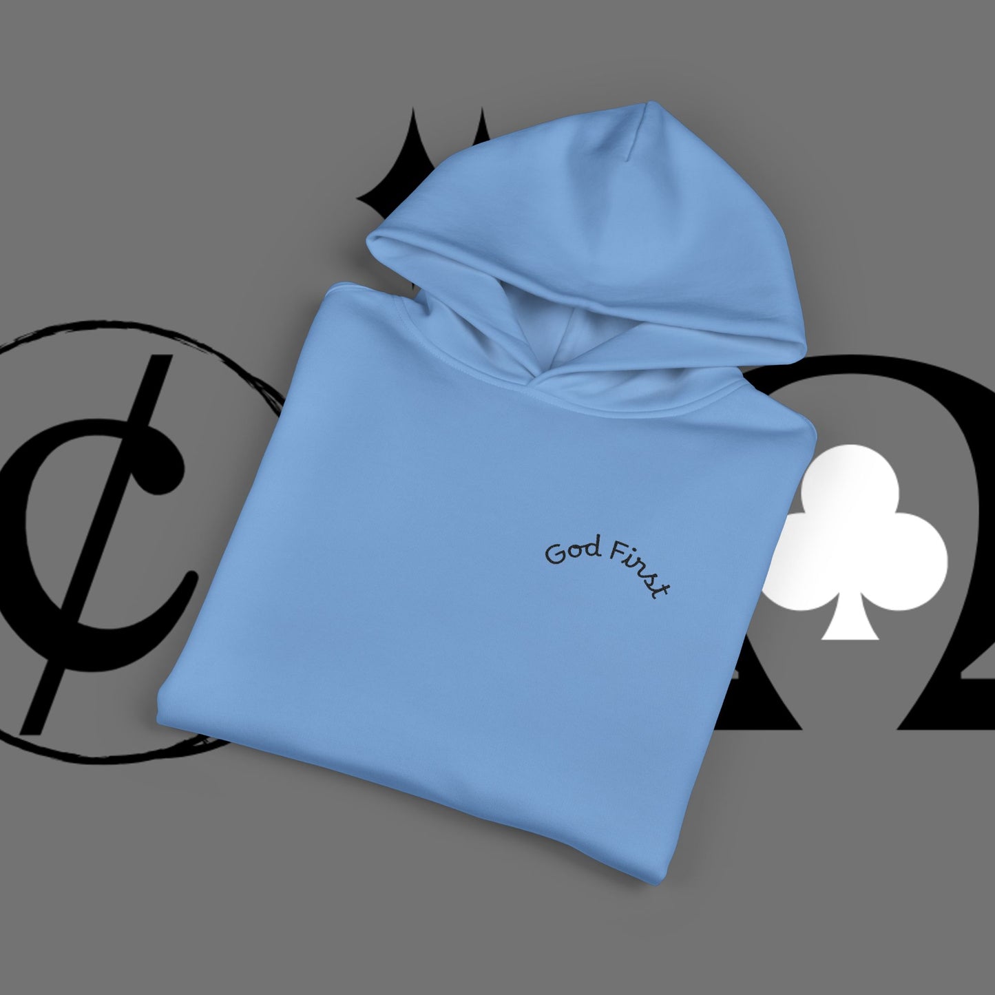 Diamond Floral Hoodie — Minimal White Relaxed Hoodie with Black Floral Emblem