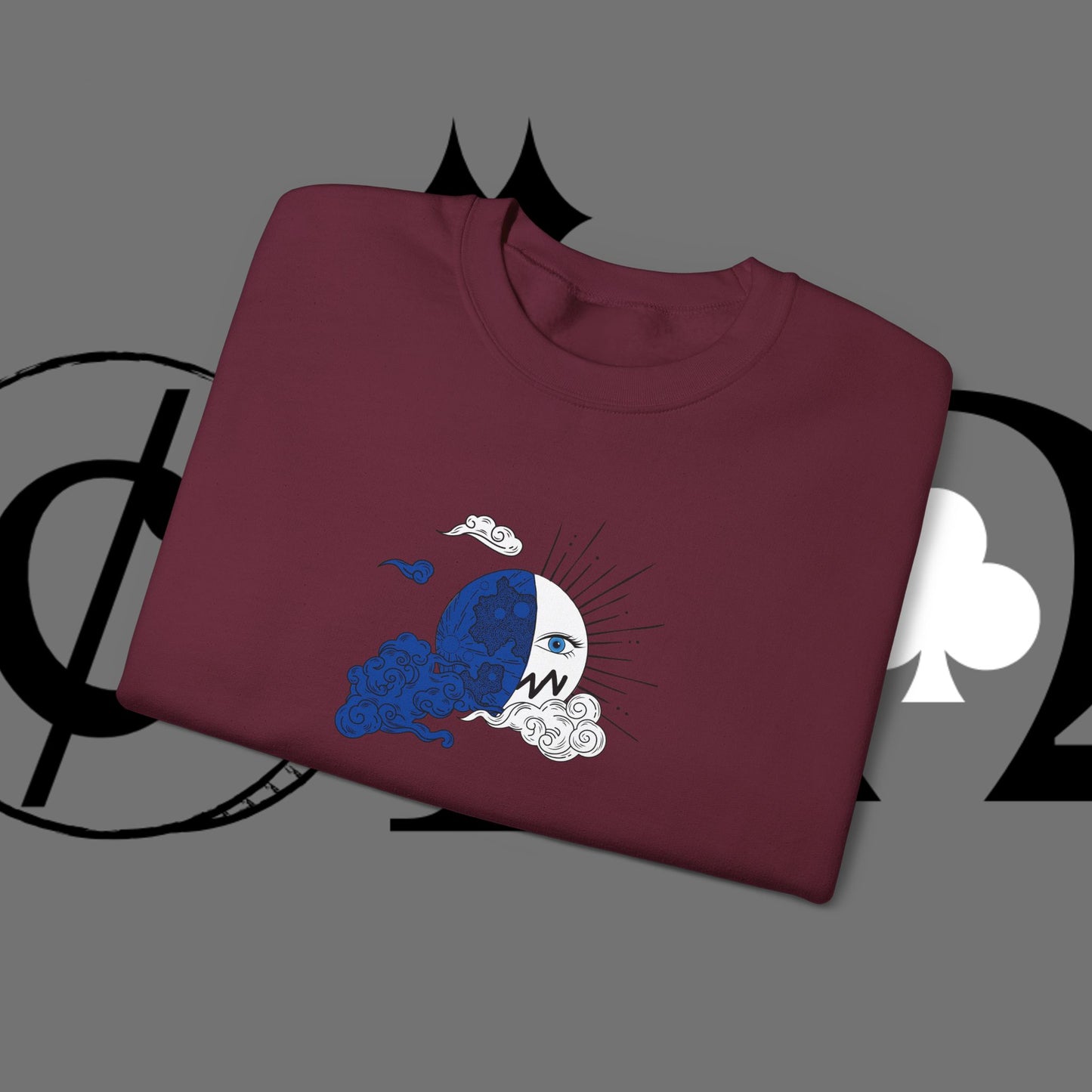 Ocean Wave Crewneck Sweatshirt — Minimal Blue Surf Graphic