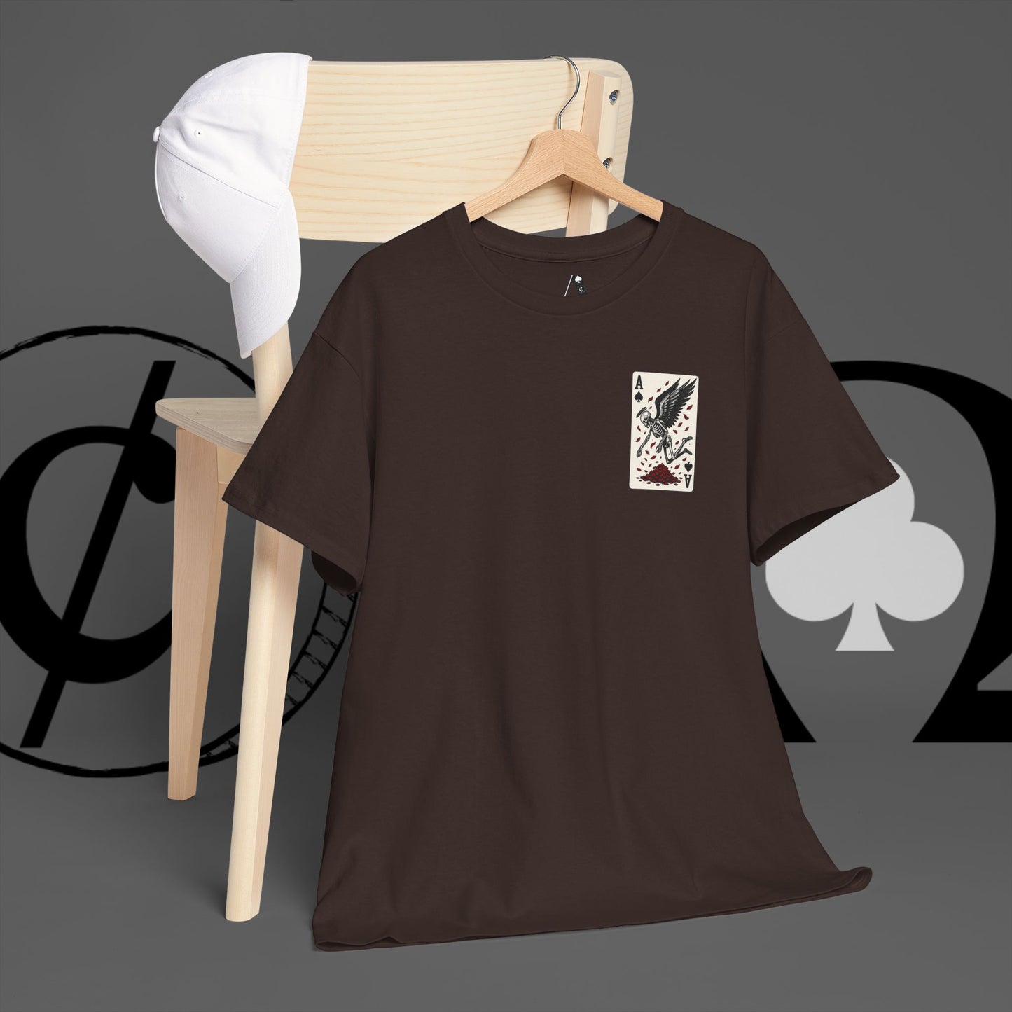 Ace of Crows T‑Shirt — Gothic Playing Card Tee with Raven & Blood Drop Design