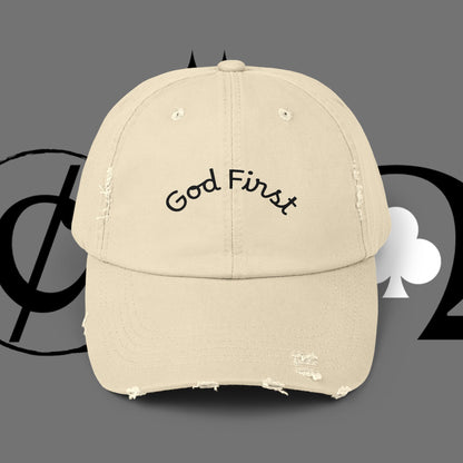 God First Distressed Dad Hat