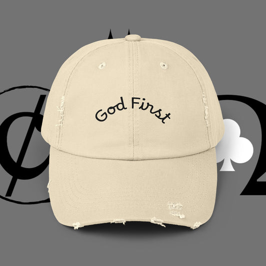 God First Distressed Dad Hat