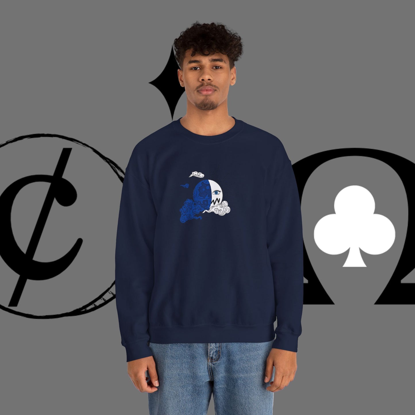 Ocean Wave Crewneck Sweatshirt — Minimal Blue Surf Graphic