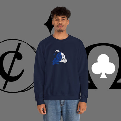 Ocean Wave Crewneck Sweatshirt — Minimal Blue Surf Graphic