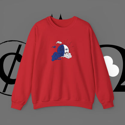 Ocean Wave Crewneck Sweatshirt — Minimal Blue Surf Graphic