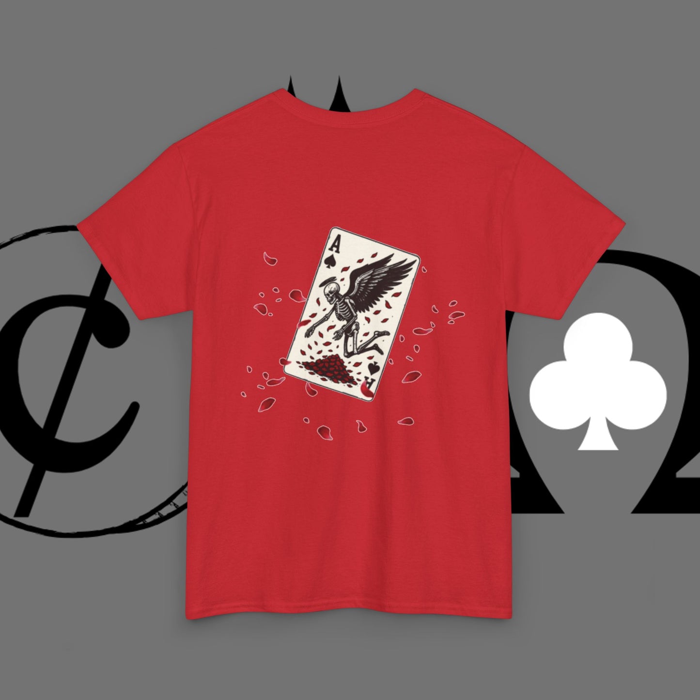 Ace of Crows T‑Shirt — Gothic Playing Card Tee with Raven & Blood Drop Design