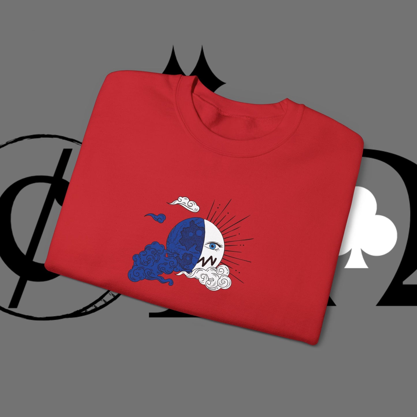 Ocean Wave Crewneck Sweatshirt — Minimal Blue Surf Graphic