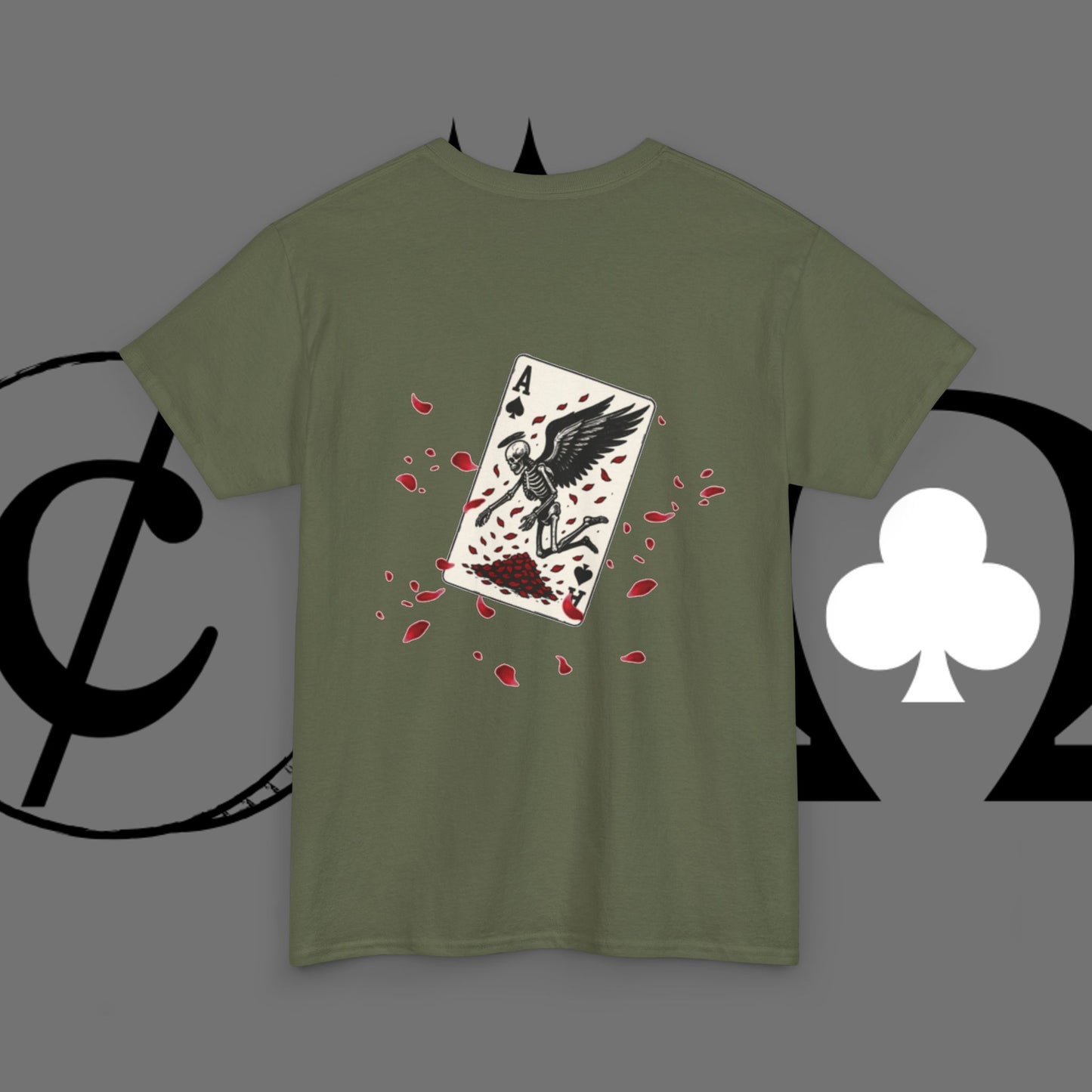 Ace of Crows T‑Shirt — Gothic Playing Card Tee with Raven & Blood Drop Design
