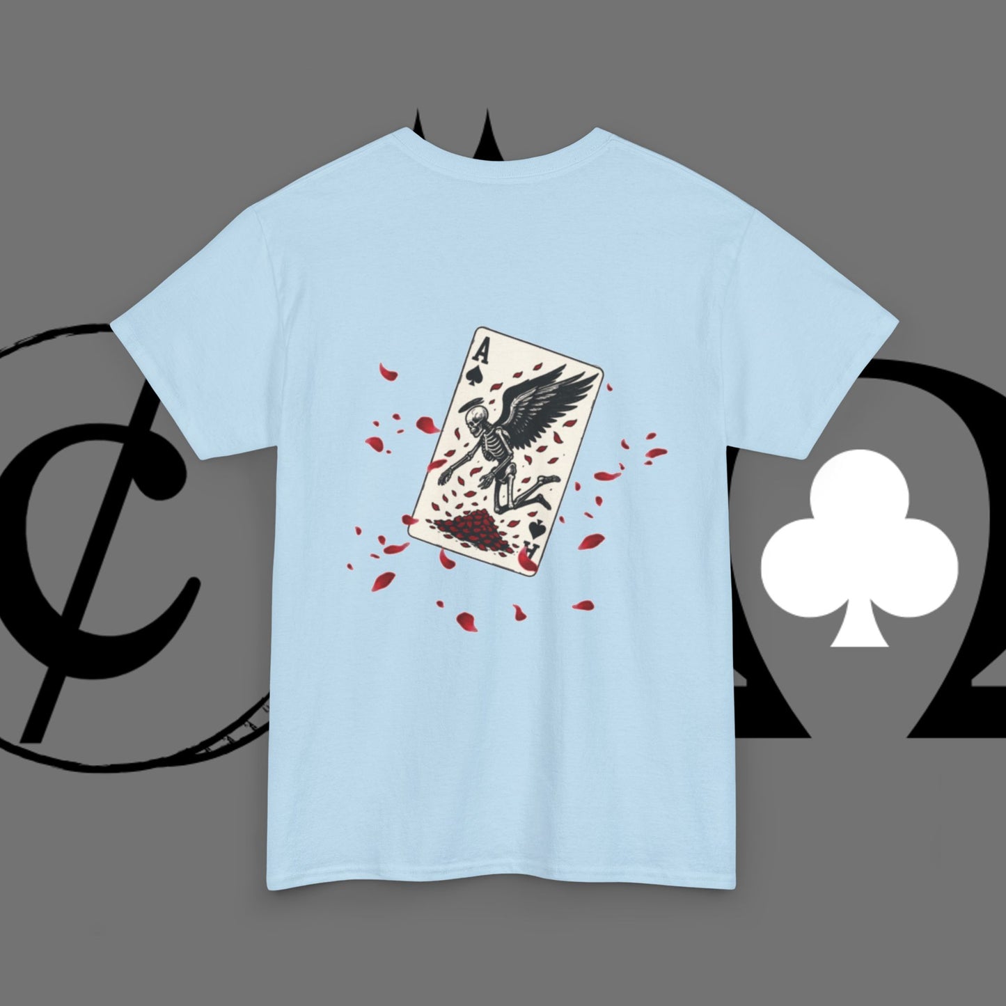 Ace of Crows T‑Shirt — Gothic Playing Card Tee with Raven & Blood Drop Design