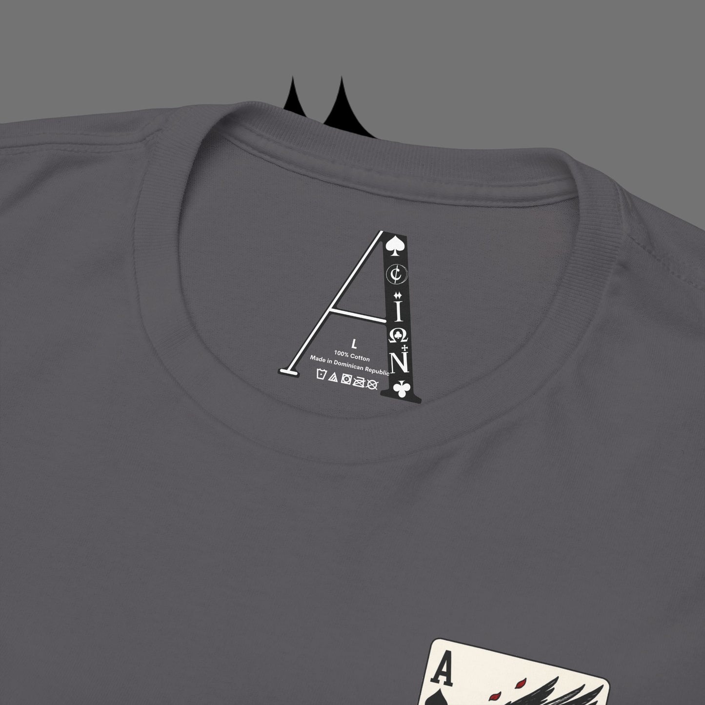 Ace of Crows T‑Shirt — Gothic Playing Card Tee with Raven & Blood Drop Design