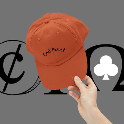 God First Distressed Dad Hat