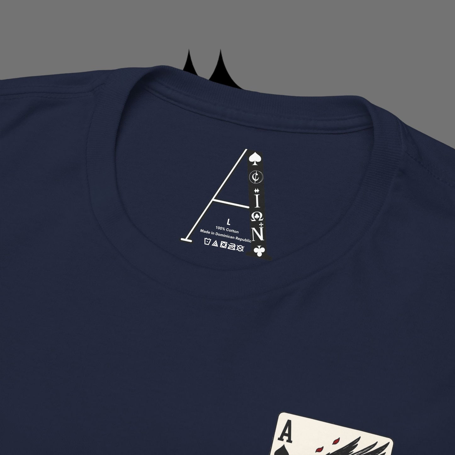 Ace of Crows T‑Shirt — Gothic Playing Card Tee with Raven & Blood Drop Design