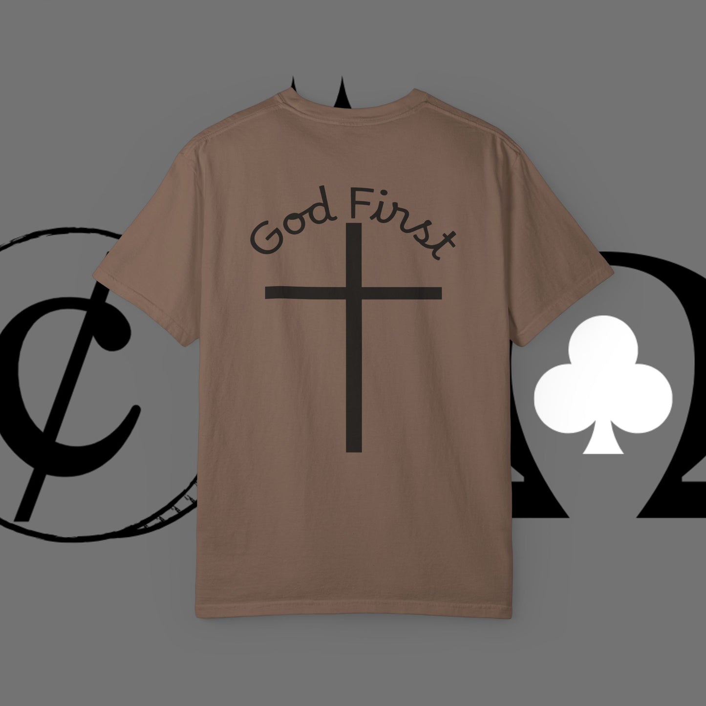 God First Cross T-Shirt — Faith-Based Christian Tee ("God First" Back Print)