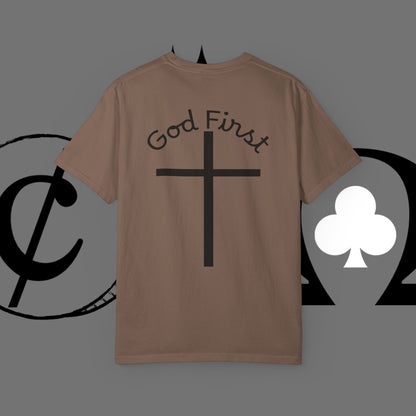 God First Cross T-Shirt — Faith-Based Christian Tee ("God First" Back Print)