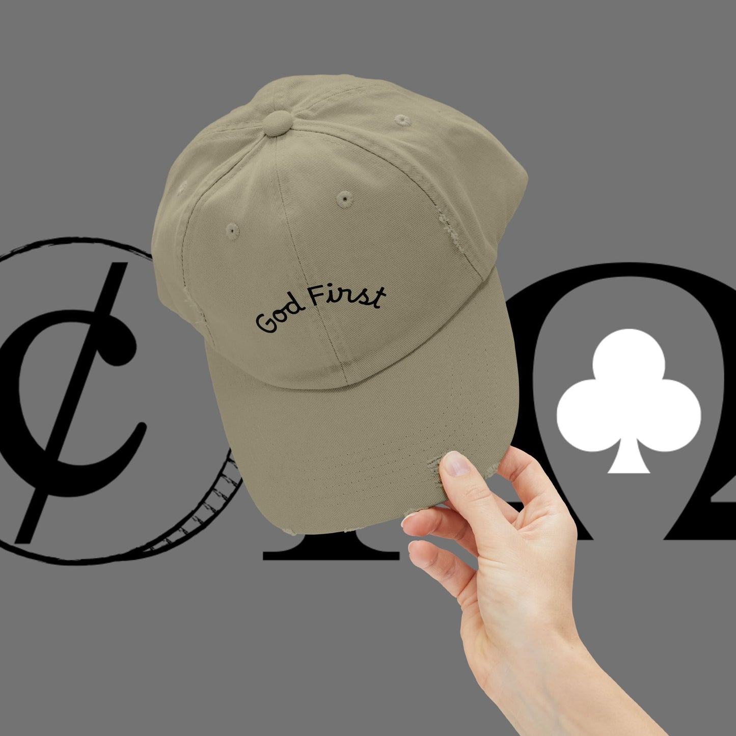 God First Distressed Dad Hat