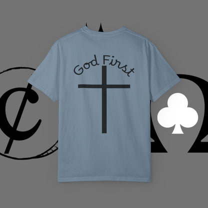 God First Cross T-Shirt — Faith-Based Christian Tee ("God First" Back Print)