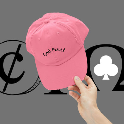 God First Distressed Dad Hat