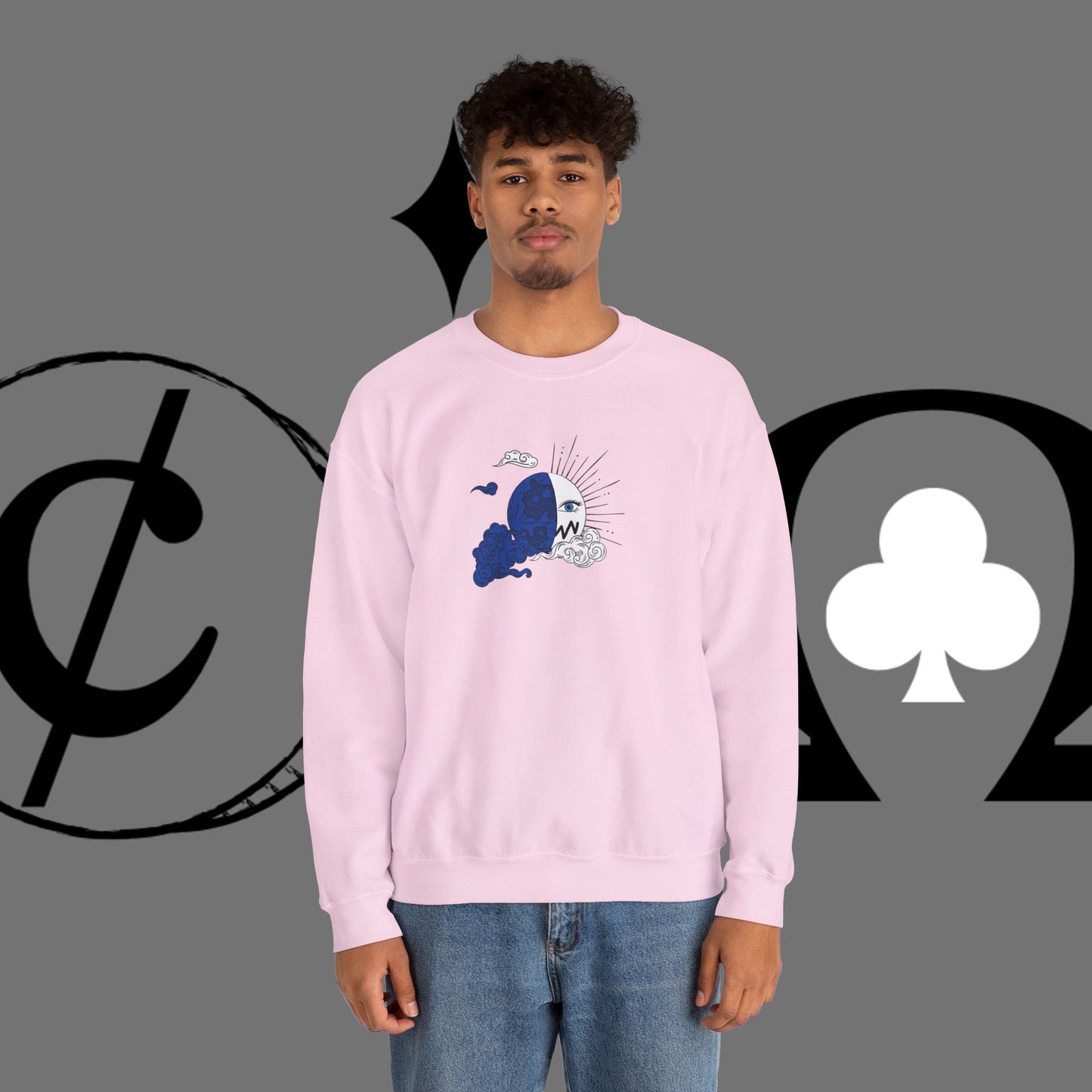 Ocean Wave Crewneck Sweatshirt — Minimal Blue Surf Graphic