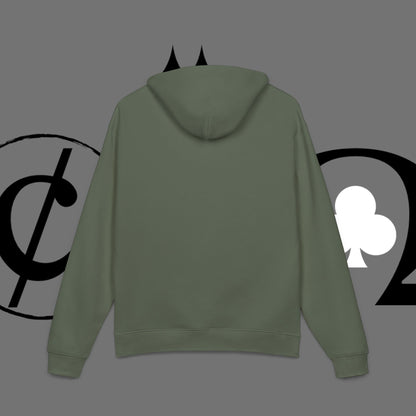 Diamond Floral Hoodie — Minimal White Relaxed Hoodie with Black Floral Emblem