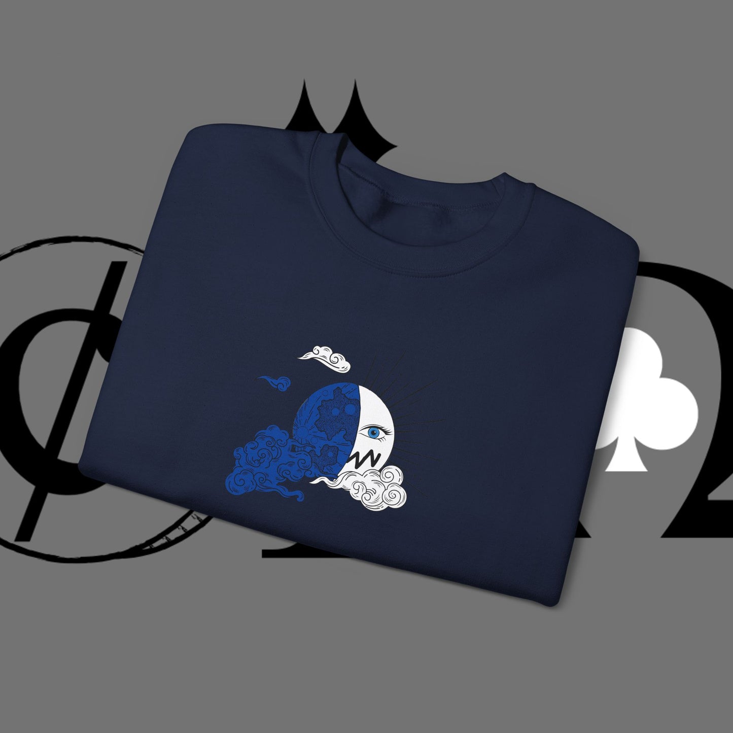 Ocean Wave Crewneck Sweatshirt — Minimal Blue Surf Graphic