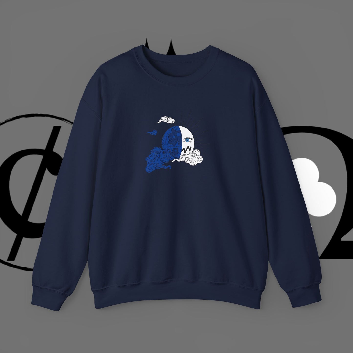 Ocean Wave Crewneck Sweatshirt — Minimal Blue Surf Graphic