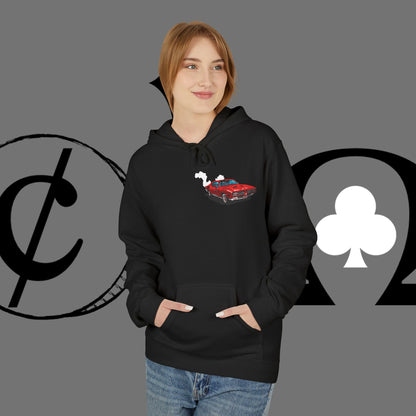 Auto Tech Hoodie — Red Car & Engine Diagram Graphic