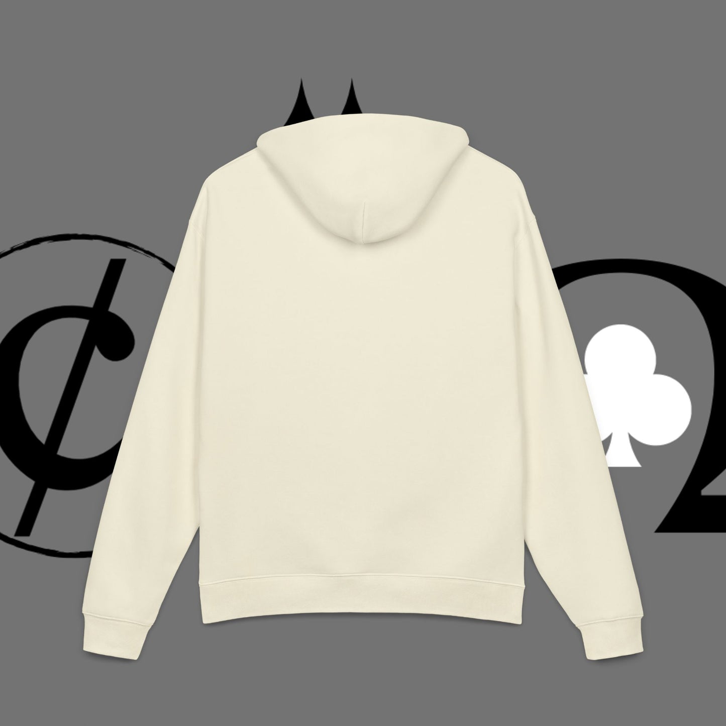 Diamond Floral Hoodie — Minimal White Relaxed Hoodie with Black Floral Emblem