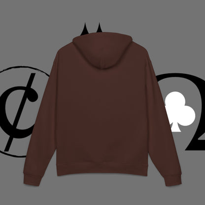 Diamond Floral Hoodie — Minimal White Relaxed Hoodie with Black Floral Emblem