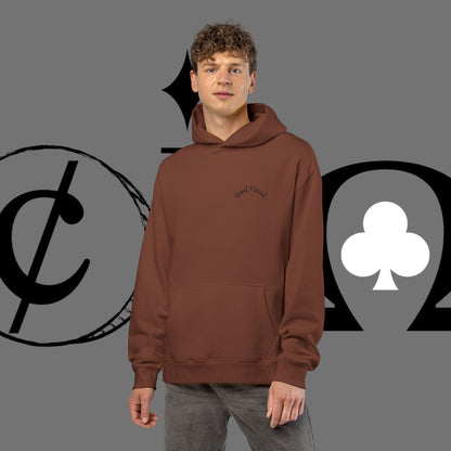 Diamond Floral Hoodie — Minimal White Relaxed Hoodie with Black Floral Emblem